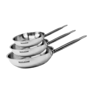 Set de 3 poêles 20 24 et 28 cm en inox Fackelmann Eterna