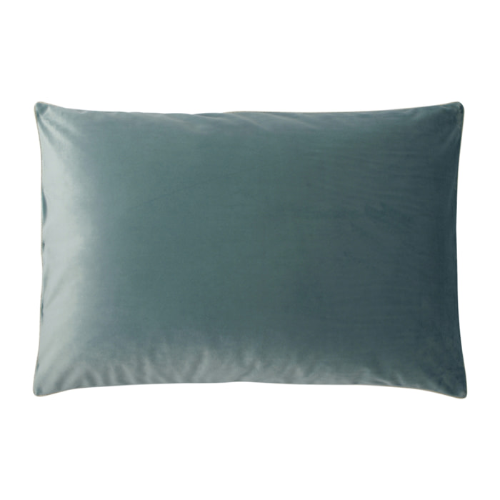 Housse de coussin unie en velour, GATSBY, Bleu Fjord