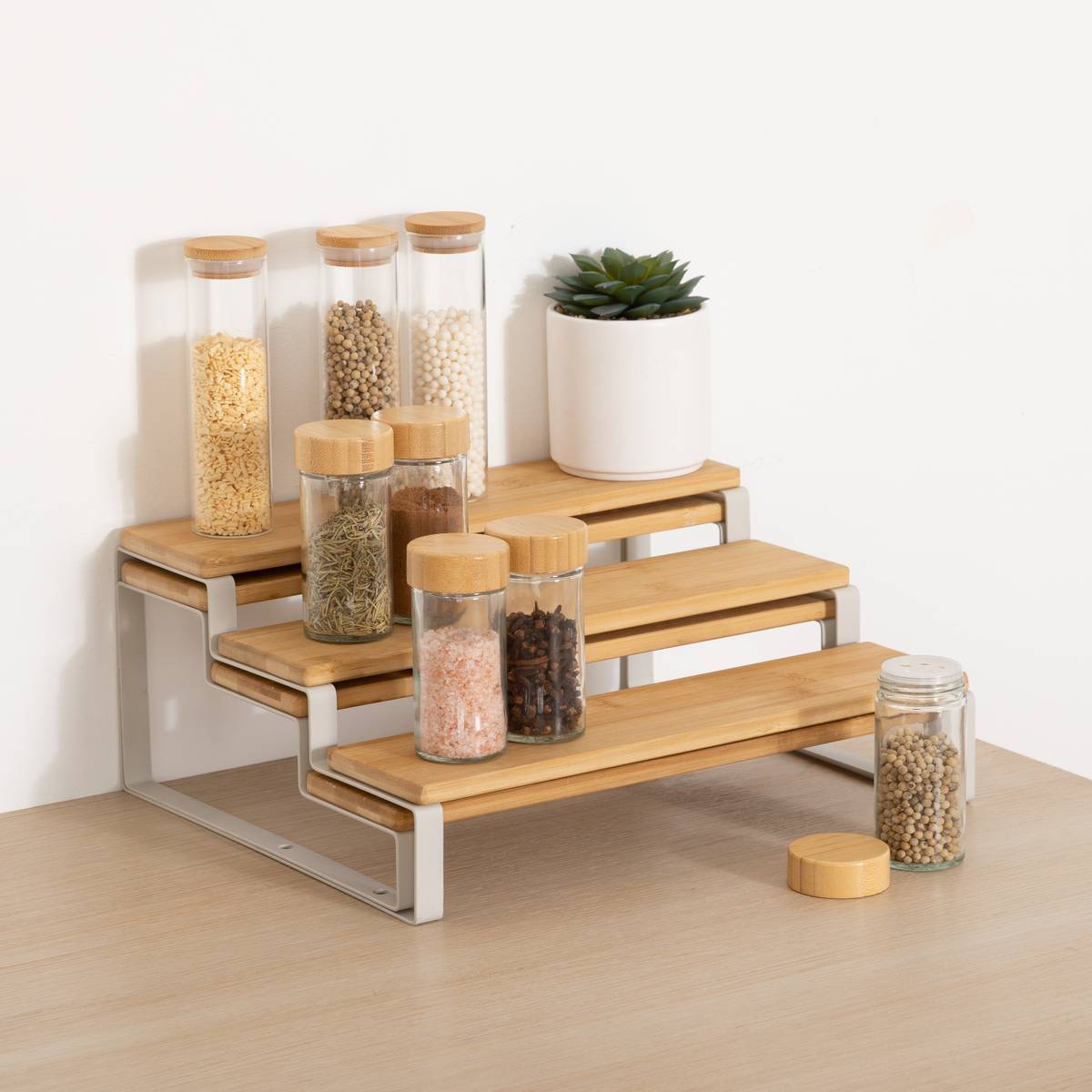 Etagère à épices Ordera extensible L32cm en bois gris