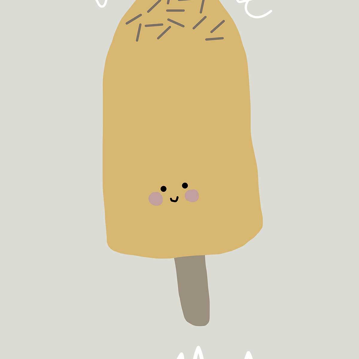 Affiche enfant glaces Affiche + cadre en bois - Chêne