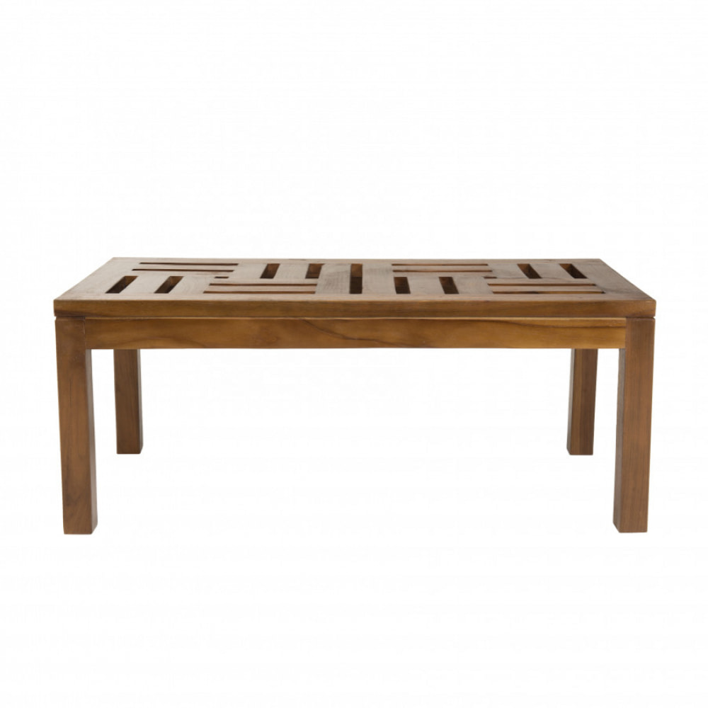 HANNA - Table basse de jardin rectangulaire 100 x 50 cm en bois teck huilé