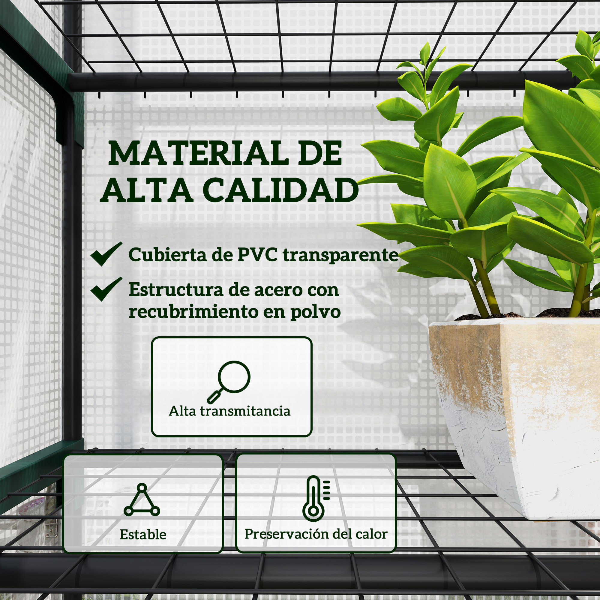 Invernadero Pequeño Invernadero de Exterior con Estantes de 5 Niveles Puerta Enrollable con Cremallera y Marco de Acero Invernadero para Cultivar Plantas Flores 69x49x193 cm Transparente