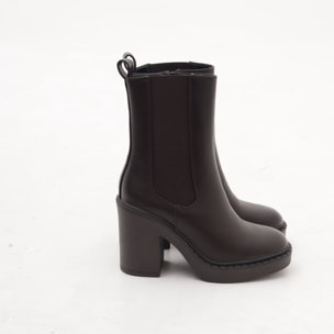 STIVALETTO ELASTICO ZIP TACCO TESTA DI MORO