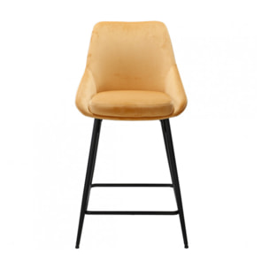 Tabouret de bar en velours avec piètement métal noir - MONDO