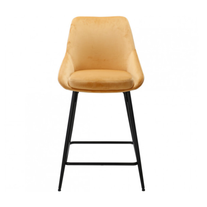 Tabouret de bar en velours avec piètement métal noir - MONDO