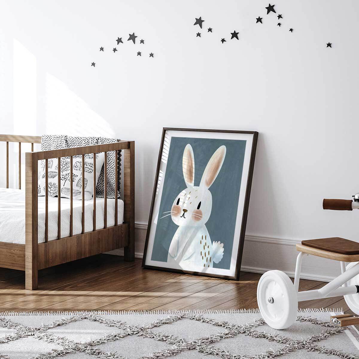 Affiche enfant coco lapin  Affiche + cadre en bois - Noir