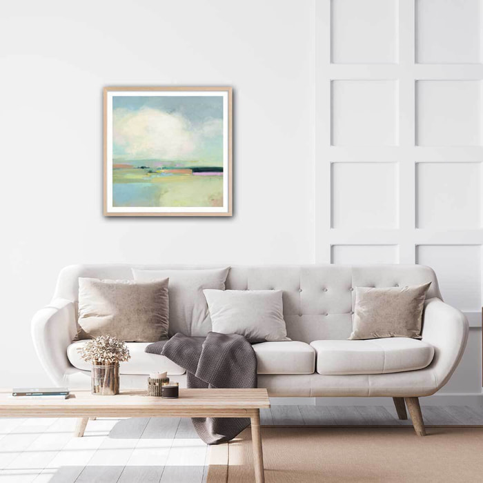 Affiche Horizon coloré Affiche + cadre en bois - Chêne