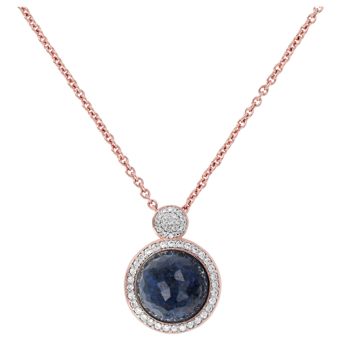 Collana con Pendente in Dumortierite Blu e Pavé in Cubic Zirconia