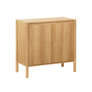 Buffet décor bois 2 portes naturel - 80 x 42 x 78.5 cm - Harmony