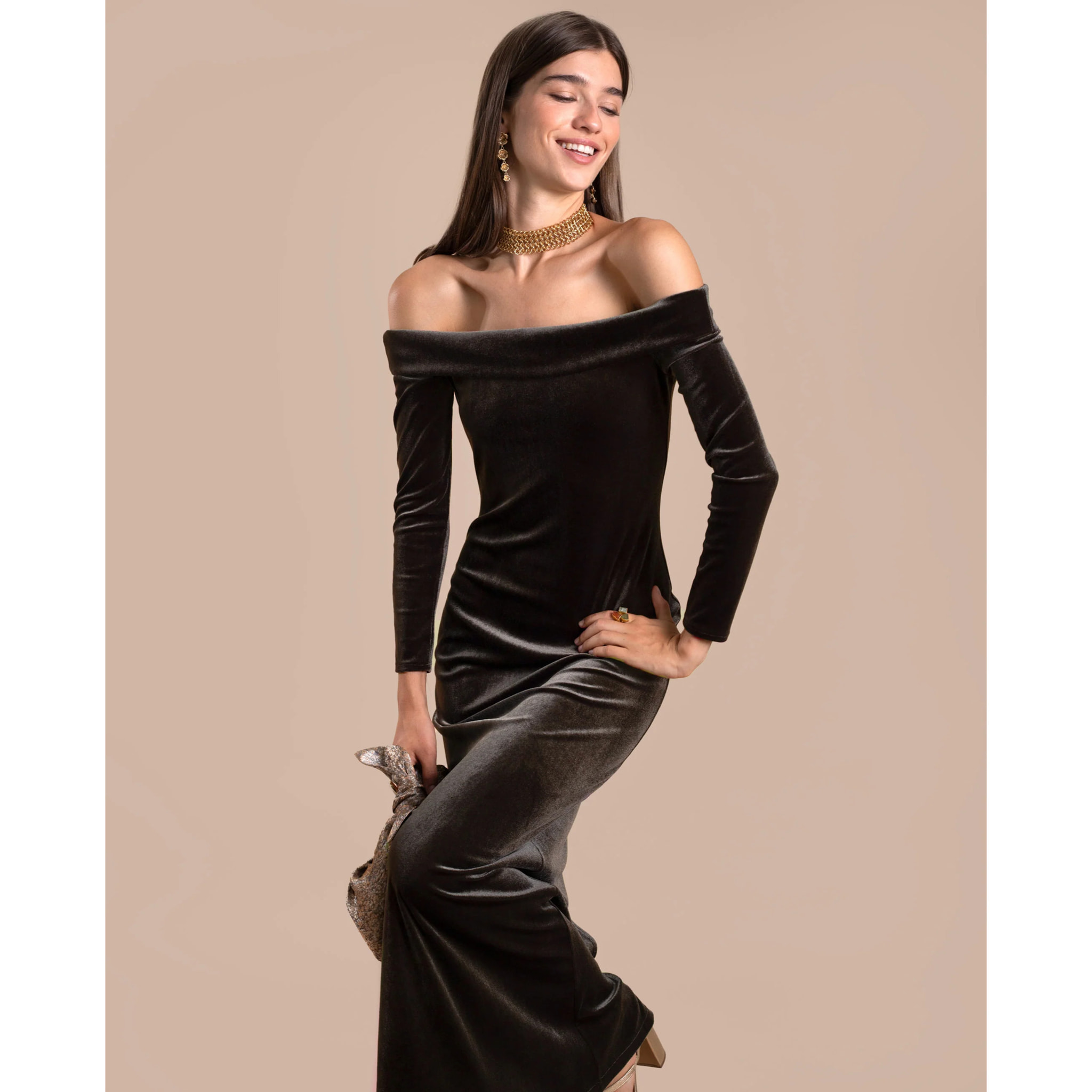 Vestido largo de terciopelo