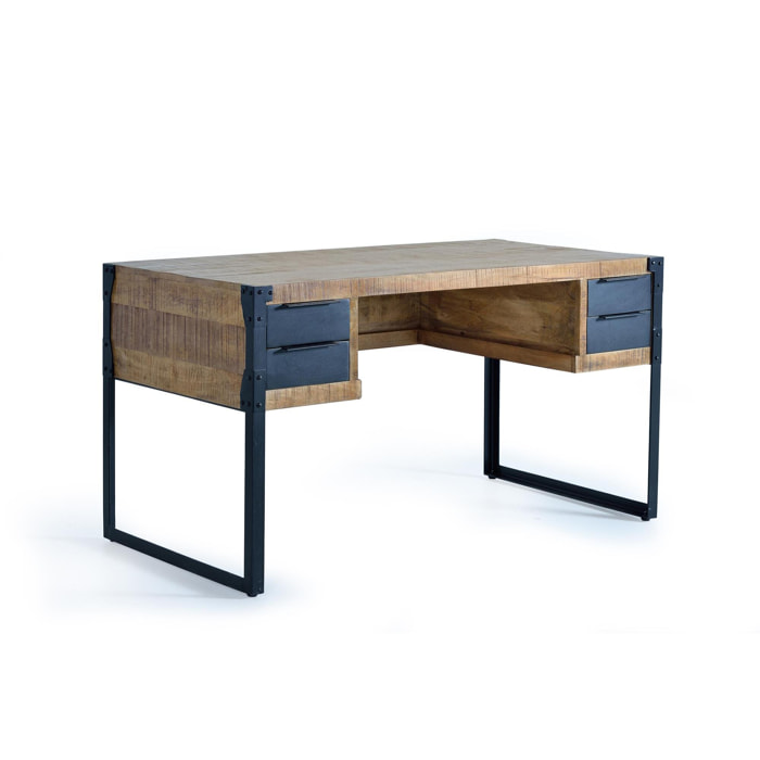 Escritorio estilo industrial - madera de mango y metal - 135x70x76cm