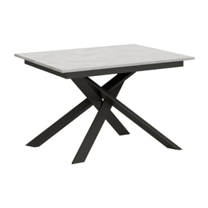Tavolo allungabile 90x120/180 cm Ganty Bianco Spatolato - bordo in tinta telaio Antracite