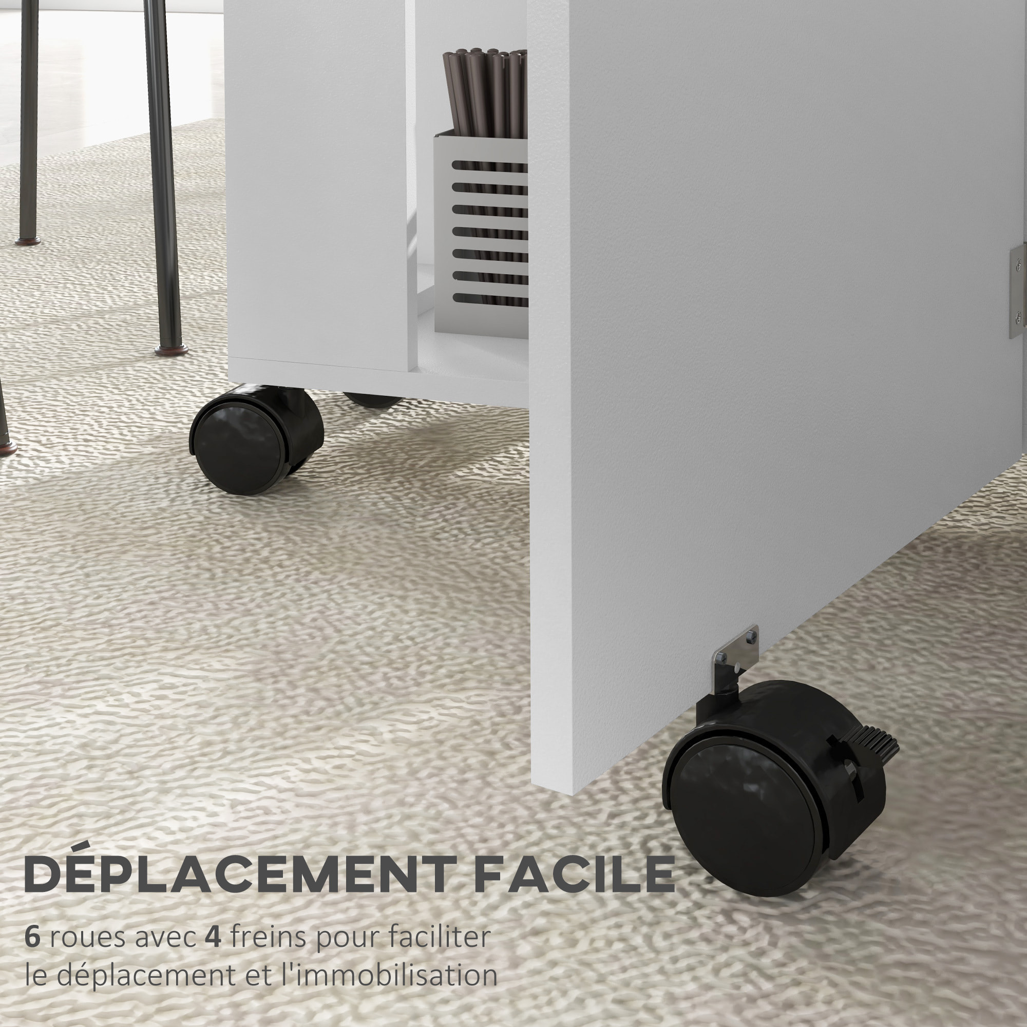 Table de cuisine rabattable - table à manger pliable 2-4 personnes - 2 étagères - blanc