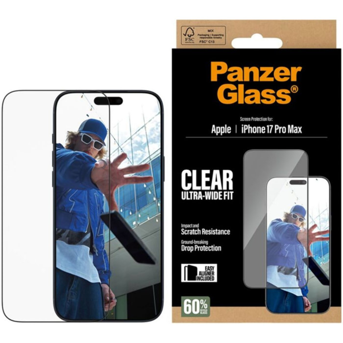 Protège écran PANZERGLASS iPhone 17 Pro Max verre trempé UWF