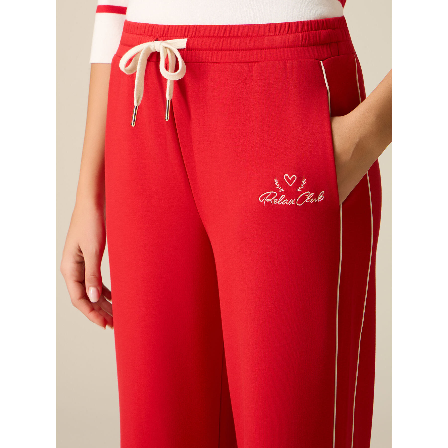 Oltre - Pantaloni in jersey con profilo - Rosso