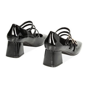 Zapatos de naplak negros, talón de 5,5 cm
