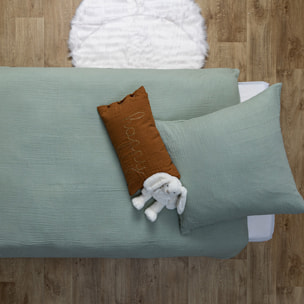 Parure de lit 140x200cm gaze de coton vert