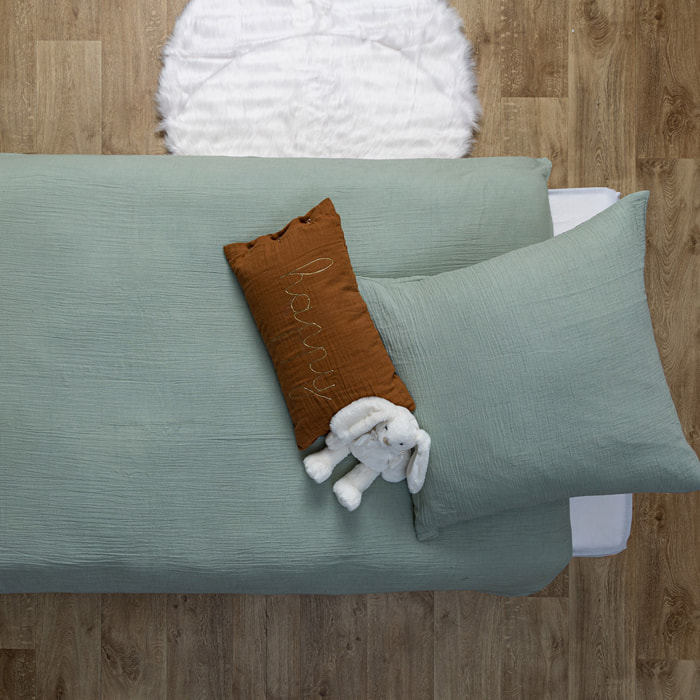 Parure de lit 140x200cm gaze de coton vert