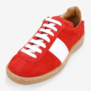 Zapatillas rojas en piel con suela caramelo
