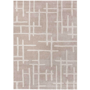 CALEDONIA Alfombra con diseño geométrico y relieve en beige, varias medidas disponibles.