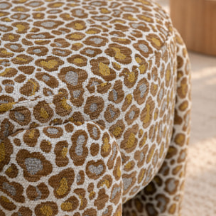 Tabouret en tissu léopard jaune ORION