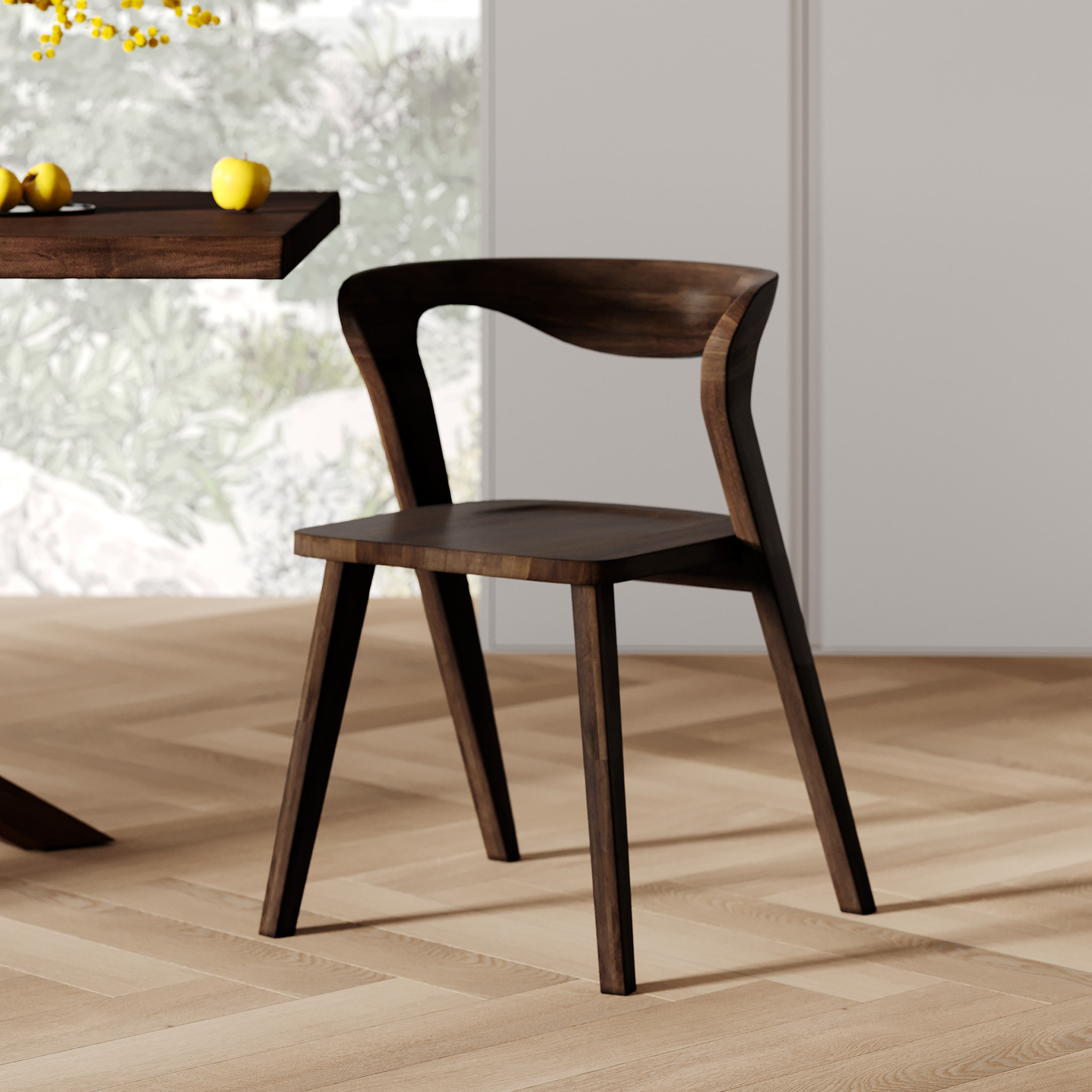 Chaise en bois d'hévéa foncé - Vega