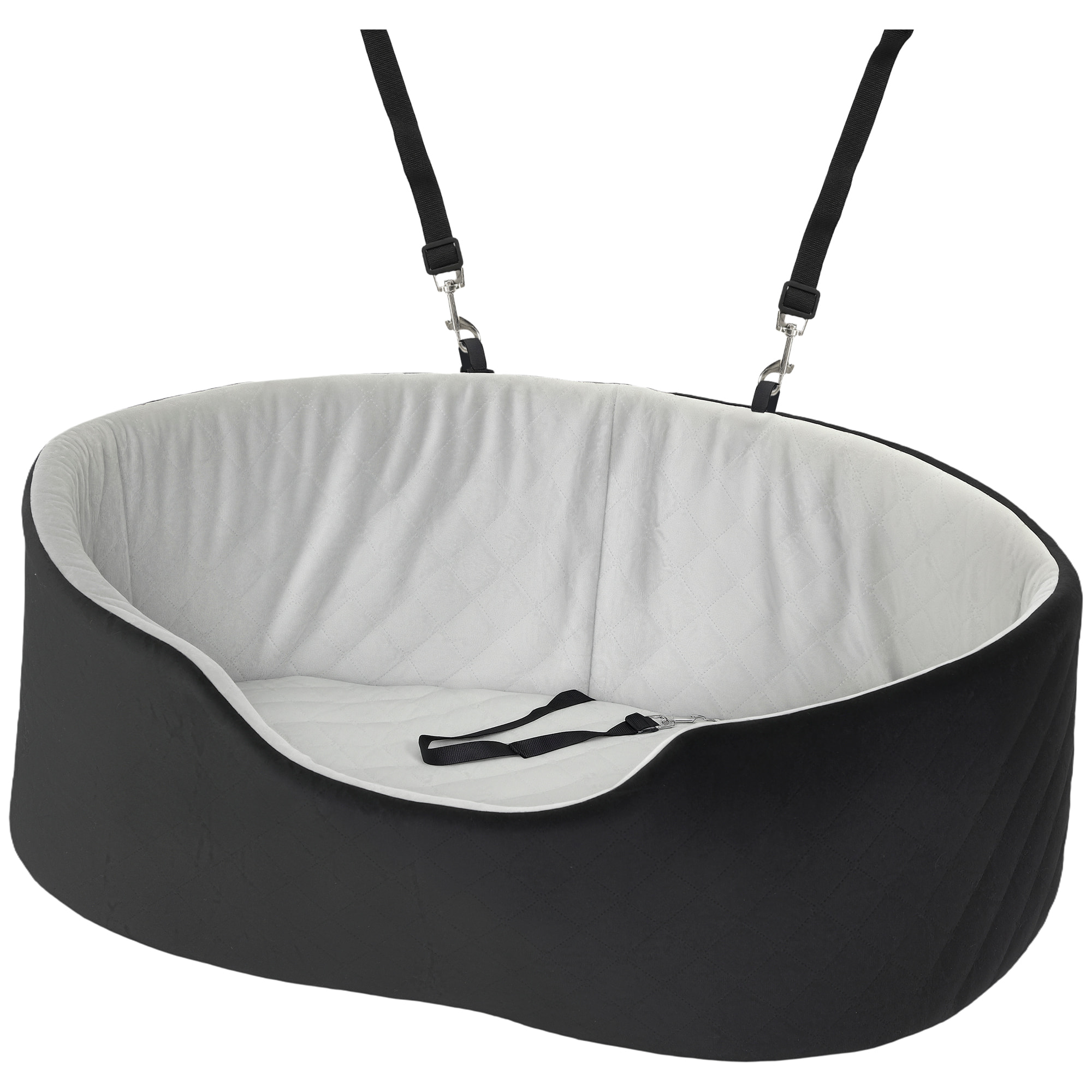 Siège auto chien grand confort avec coussin déhoussable - réglable, attache - polyester noir velours gris
