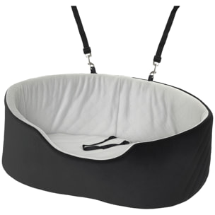 Siège auto chien grand confort avec coussin déhoussable - réglable, attache - polyester noir velours gris
