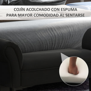 Taburete Pie de Cama con Brazos de Madera 102x31x51cm Negro