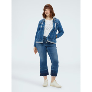 Fiorella Rubino - Giacca in denim con cappuccio in felpa staccabile - Blu