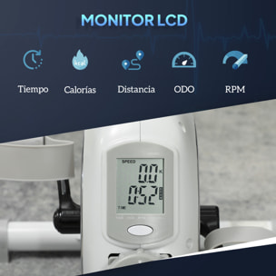 Pedales Estáticos Mini Bicicleta Estática con Resistencia Magnética de 8 Niveles Pantalla LCD y Pedales Antideslizantes para Ejercitar Brazos y Piernas Pedaleador para Casa Oficina Blanco