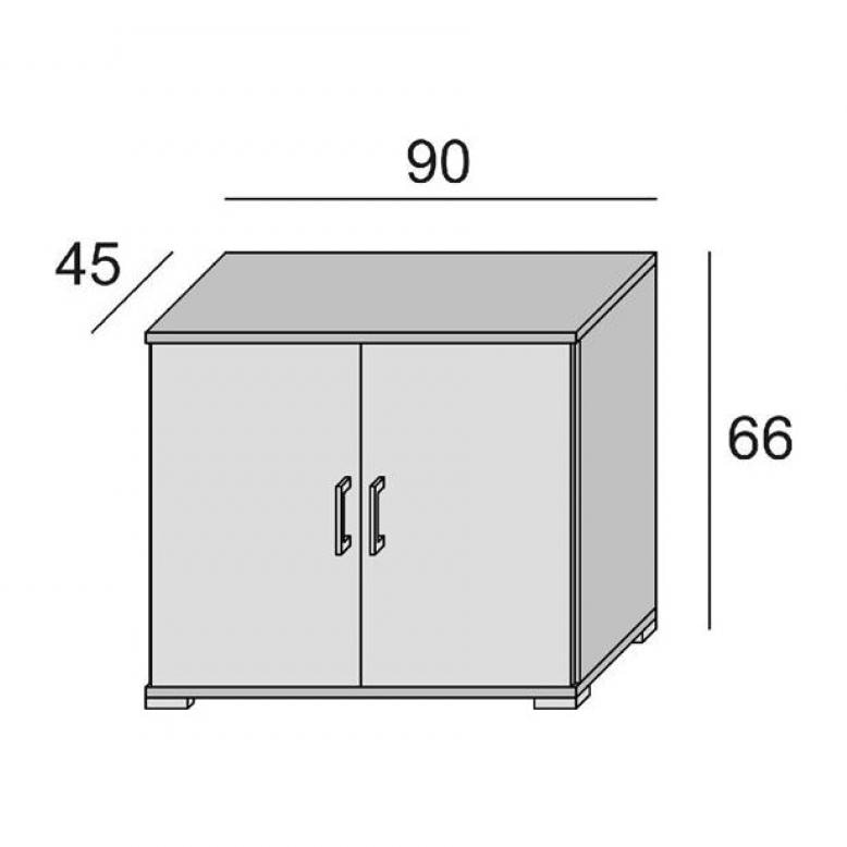 Armadio multiuso Bucaneve, Mobile lineare a 2 Ante battenti con ripiano, Mobile da ingresso, Scarpiera moderna, 100% Made in Italy, Cm 90x45h66, Cemento e Bianco