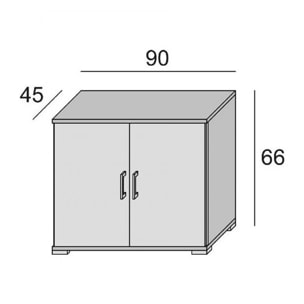 Armadio multiuso Bucaneve, Mobile lineare a 2 Ante battenti con ripiano, Mobile da ingresso, Scarpiera moderna, 100% Made in Italy, Cm 90x45h66, Cemento e Bianco