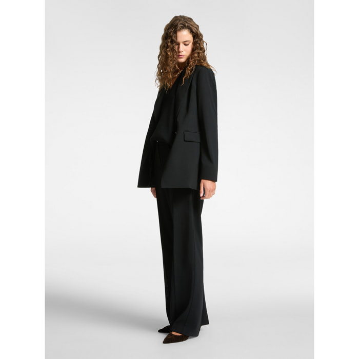 Elena Mirò - Pantaloni in tessuto crêpe stretch - Nero