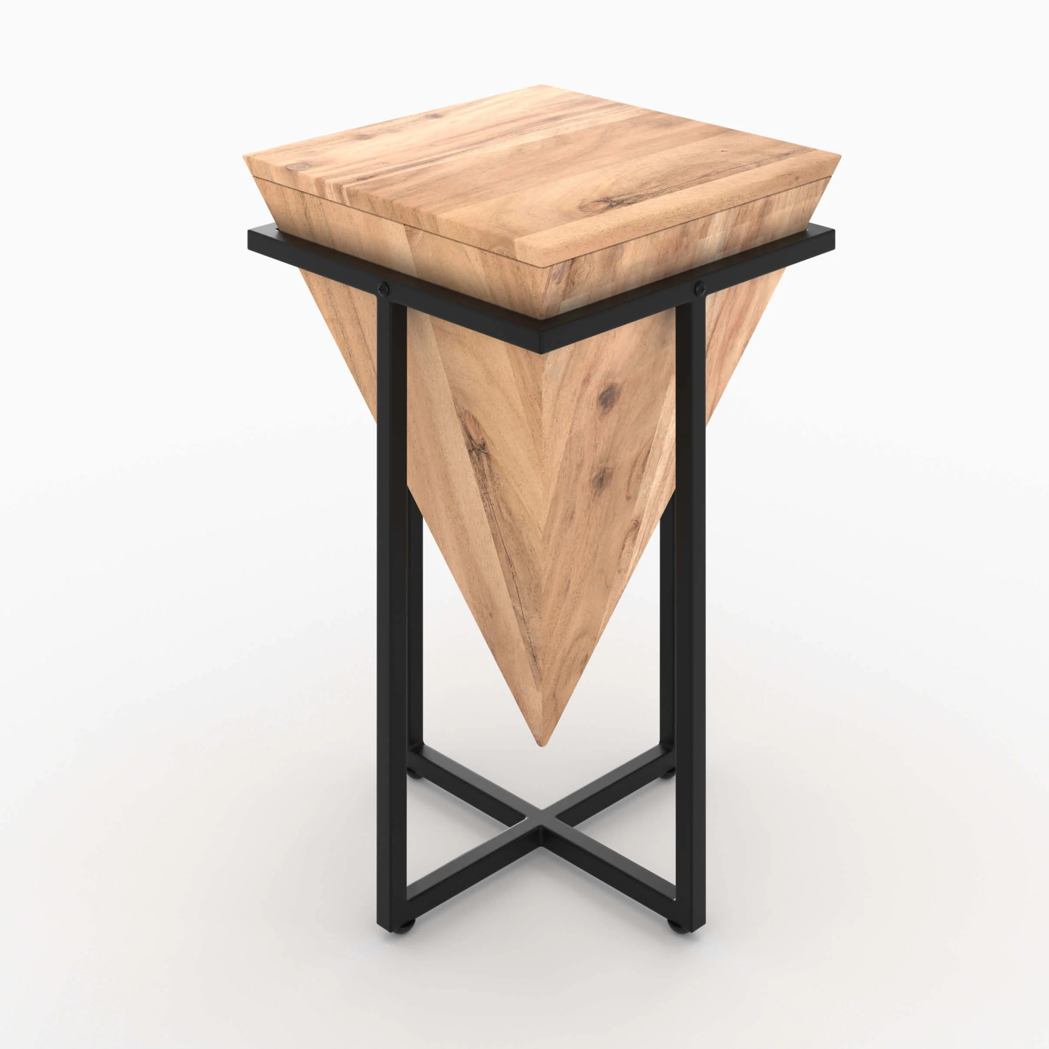 Petite sellette en bois d'acacia et métal - Shanghai