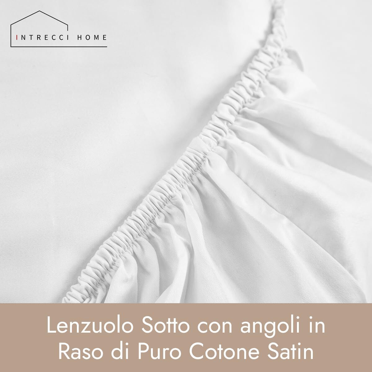 Intrecci Home Lenzuolo con Angoli, Lenzuolo Sotto in Raso di Puro Cotone Satin,Made in Italy, Morbidezza Suprema, Elegante e Confortevole, Tinta Unita