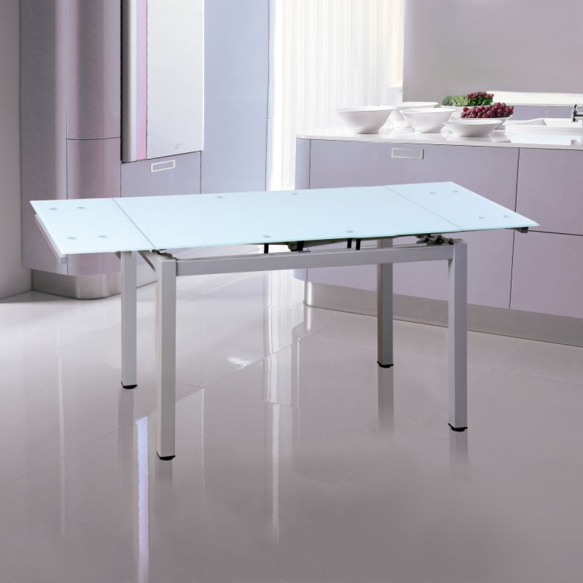 Mesa de cocina extensible Chef Gris - Blanco