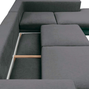 Canapé Tissu Angle Droit Gris foncé Fiesole - 3 Places