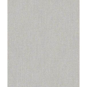 Papier peint uni effet toile jute gris perle