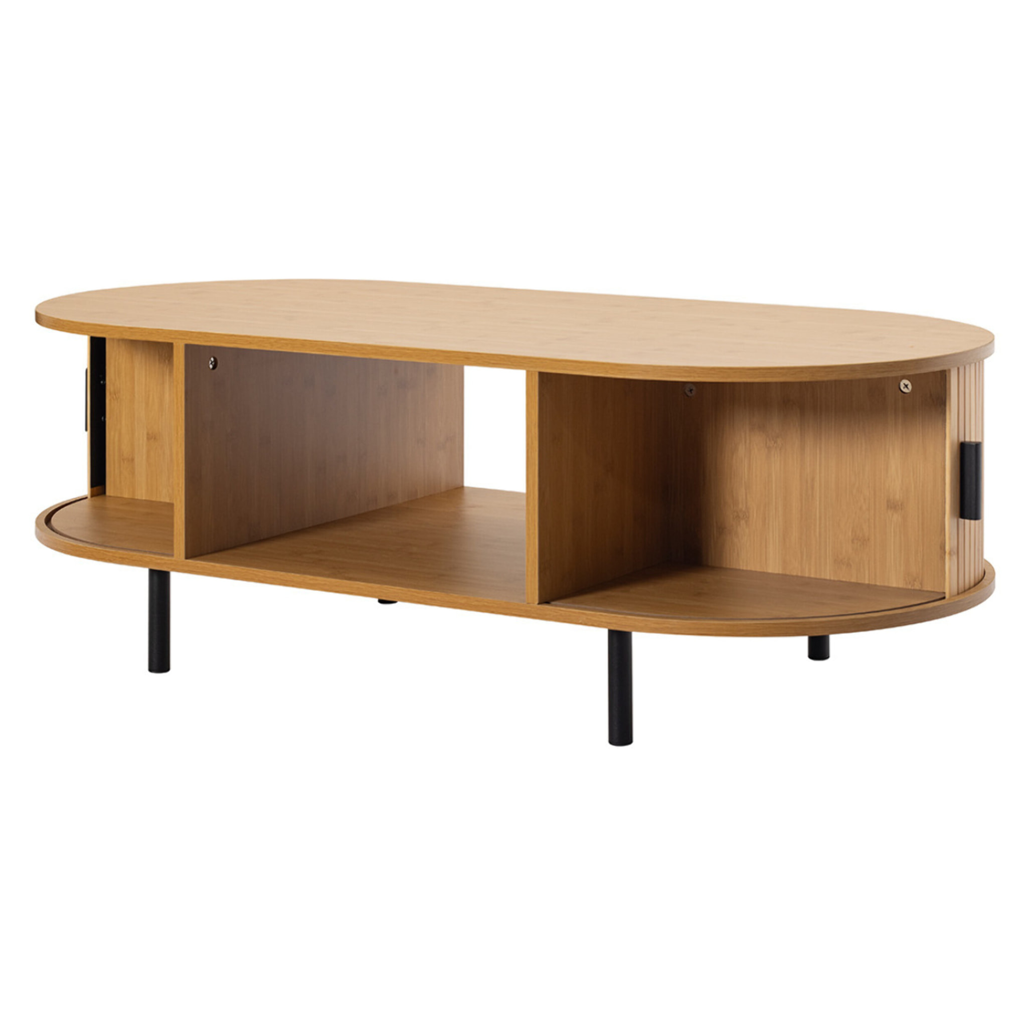 Kofu - table basse - bambou - 2 portes et 1 niche - 120 cm - Bois / Noir