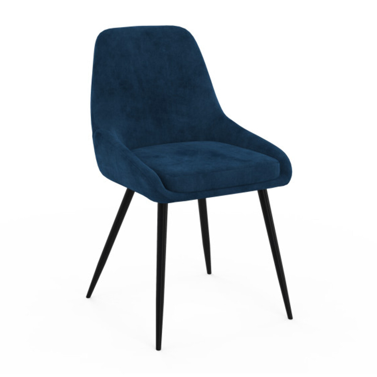 Chaises Olivia velours bleu pieds métal - lot de 4