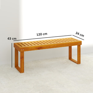 Banco de Jardín de 2 Plazas Banco de Madera Asiento de Lamas Carga 300 kg Banco para Patio Terraza 120x34x43 cm Teca
