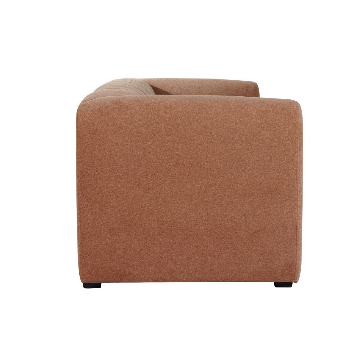 Canapé design en tissu effet velours terre brûlée 3-4 places OLIVEIRO