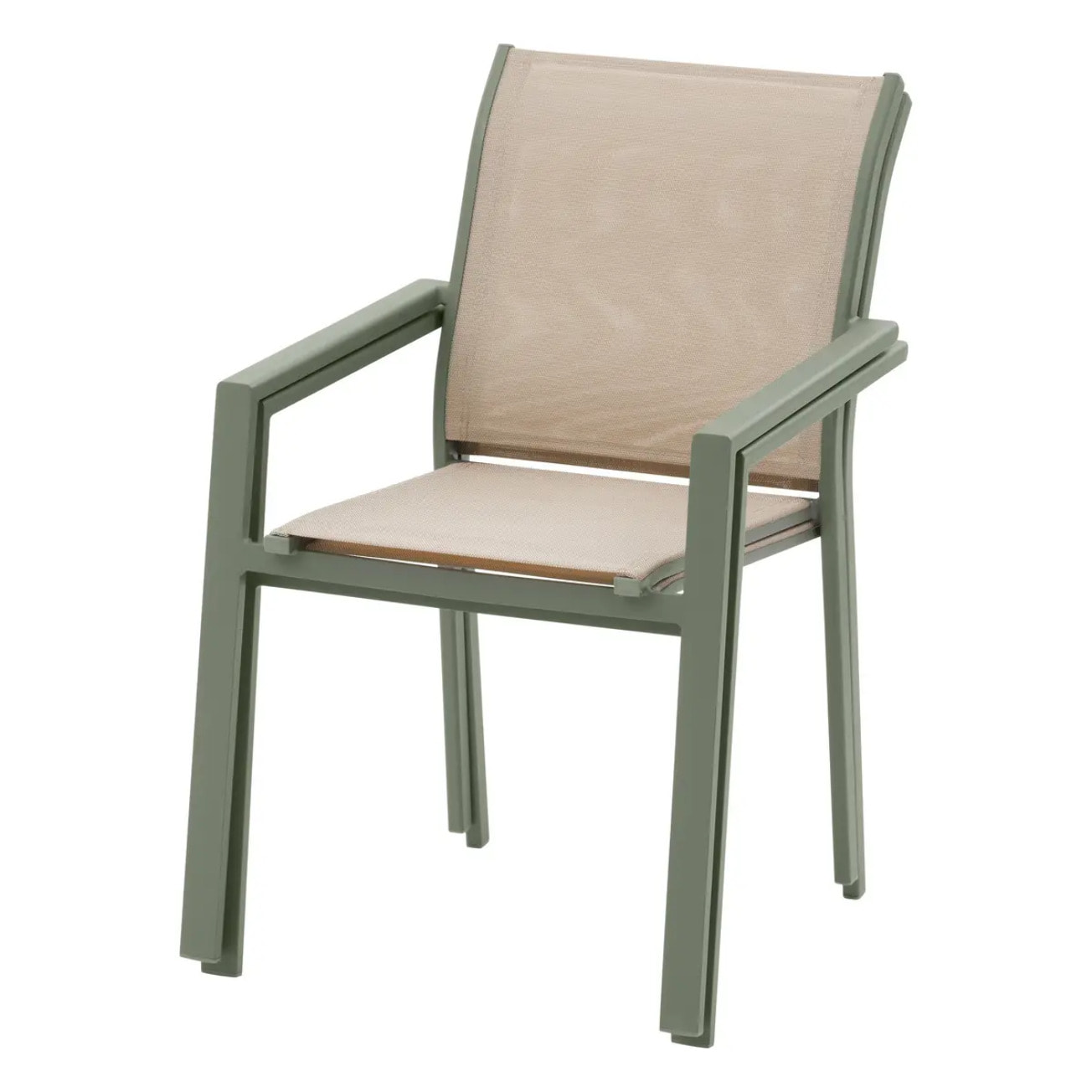 Fauteuil de jardin empilable "Essentia" lin & vert laurier aluminium et texaline
