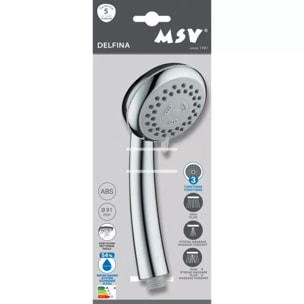 Pommeau de douche MSV Delfina Ø 91 mm – 3 fonctions – Économie d'eau 54 % – Chromé