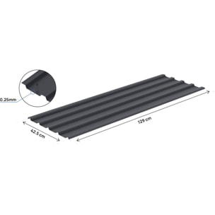 Lot de 12 tôles de bardage en acier galvanisé "Atlanta" - 129 x 42 cm - Gris