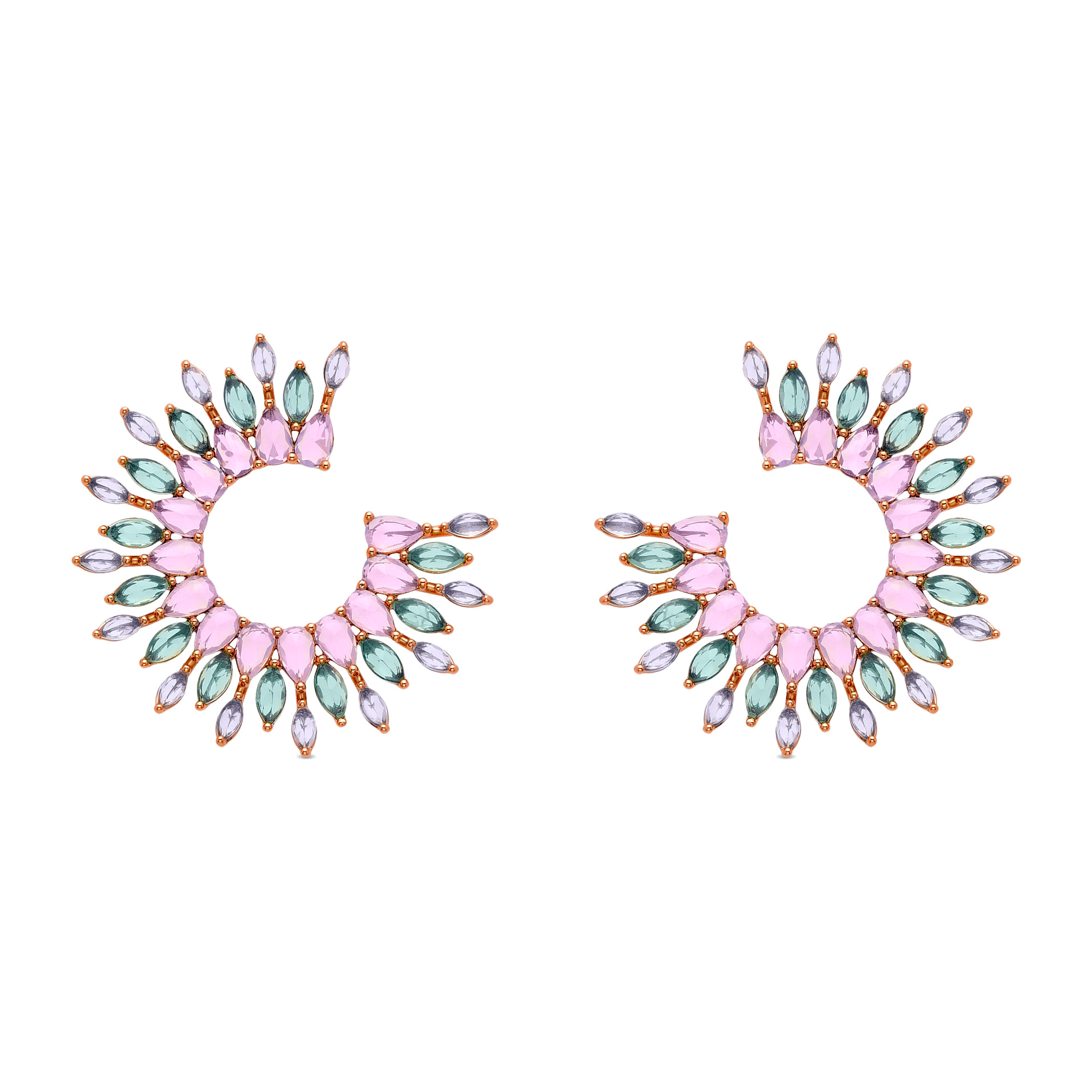 Pendientes de Cristal Multicolor acabados en oro amarillo de 18K