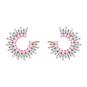 Pendientes de Cristal Multicolor acabados en oro amarillo de 18K