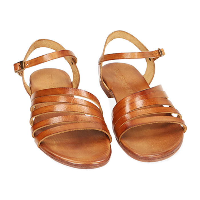 Sandali cognac in pelle di vacchetta
