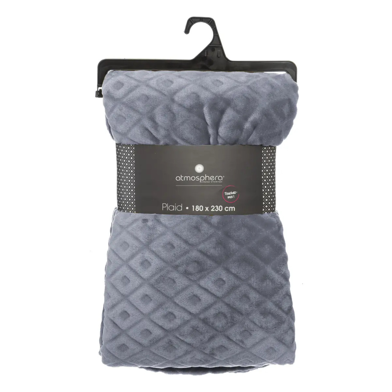 Plaid "3D Losange" flanelle gris ardoise 180x230cm